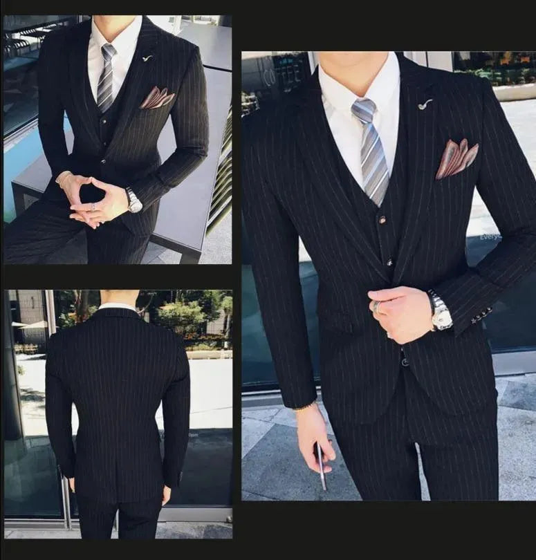 The Socialist Pinstripes Three Piece Suit - Three Piece Suit - LeStyleParfait