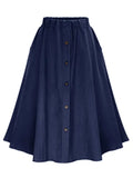 Button Front Midi Skirt-Women's Skirt-LeStyleParfait