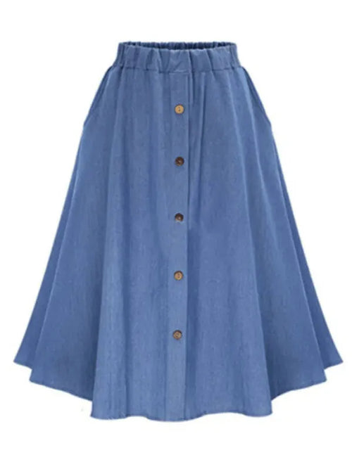 Button Front Midi Skirt-Women's Skirt-LeStyleParfait