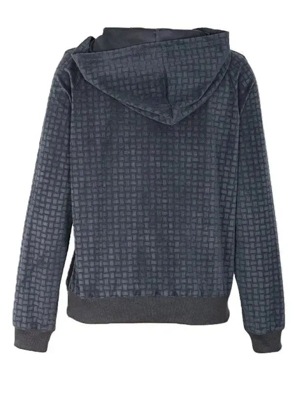 Buttoned Textured Women Hoodie-Women Hoodie-LeStyleParfait