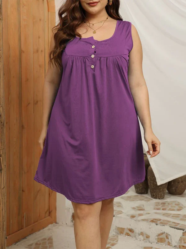 Casual Button Down Sleeveless Mini Dress