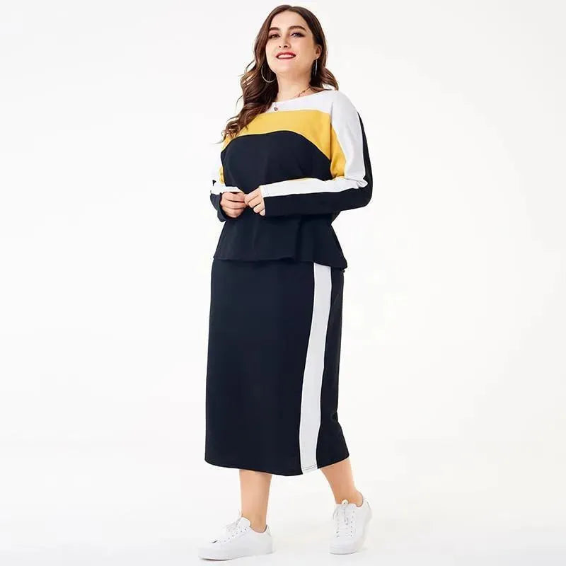 Casual Colorblock Skirt Two-Piece Set - Colorblock Skirt Two-Piece Set - LeStyleParfait