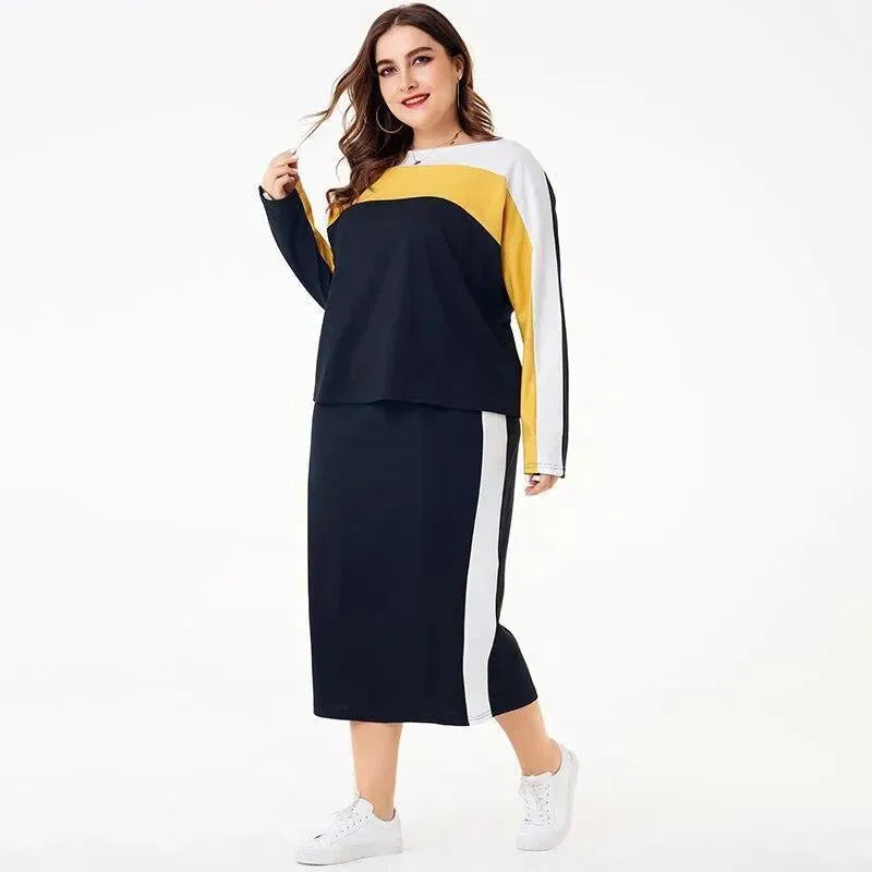 Casual Colorblock Skirt Two-Piece Set - Colorblock Skirt Two-Piece Set - LeStyleParfait