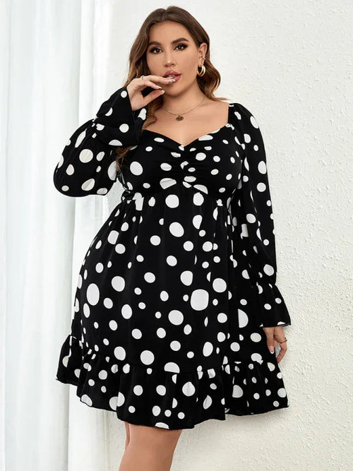 Casual Polka Dot V-Neck Dress