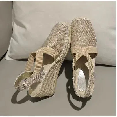 Casual Stitched Wedge Sandals - Wedge Shoes - LeStyleParfait
