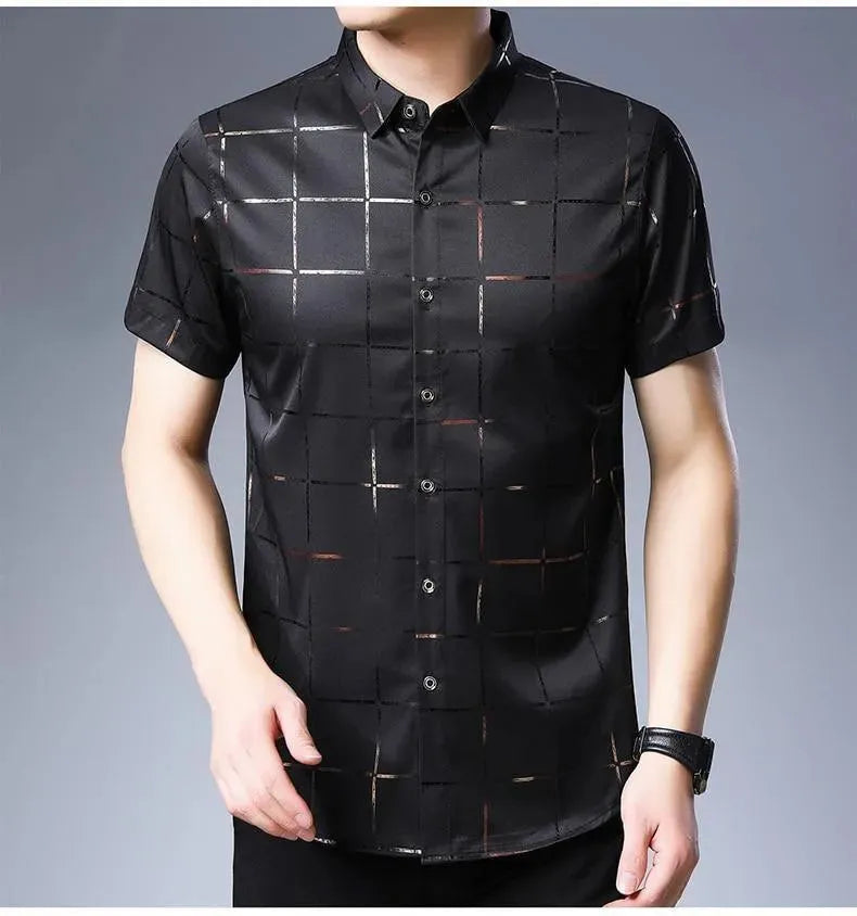 Casual Summer Plaid Shirt For Men-Men Shirts-LeStyleParfait