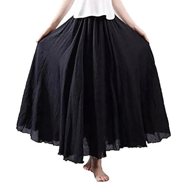 Casual Summer Pleated Maxi Skirt-Women's Skirt-LeStyleParfait