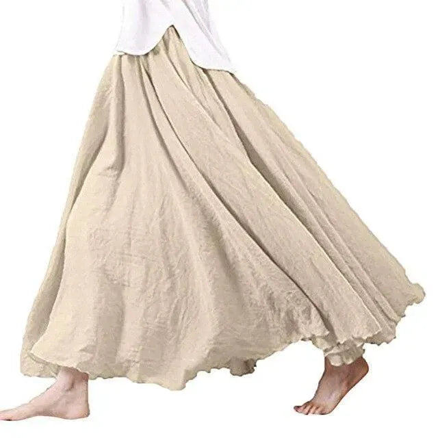 Casual Summer Pleated Maxi Skirt-Women's Skirt-LeStyleParfait