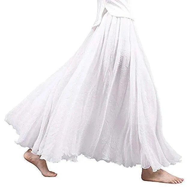 Casual Summer Pleated Maxi Skirt-Women's Skirt-LeStyleParfait
