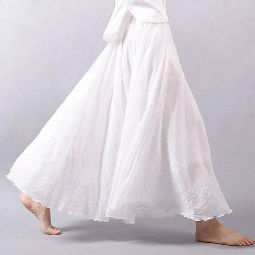 Casual Summer Pleated Maxi Skirt-Women's Skirt-LeStyleParfait