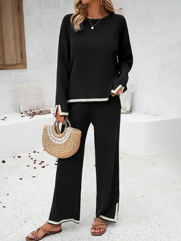 Casual Women Knit Relaxed Two-Piece Set - Casual Knit Two-Piece Set - LeStyleParfait