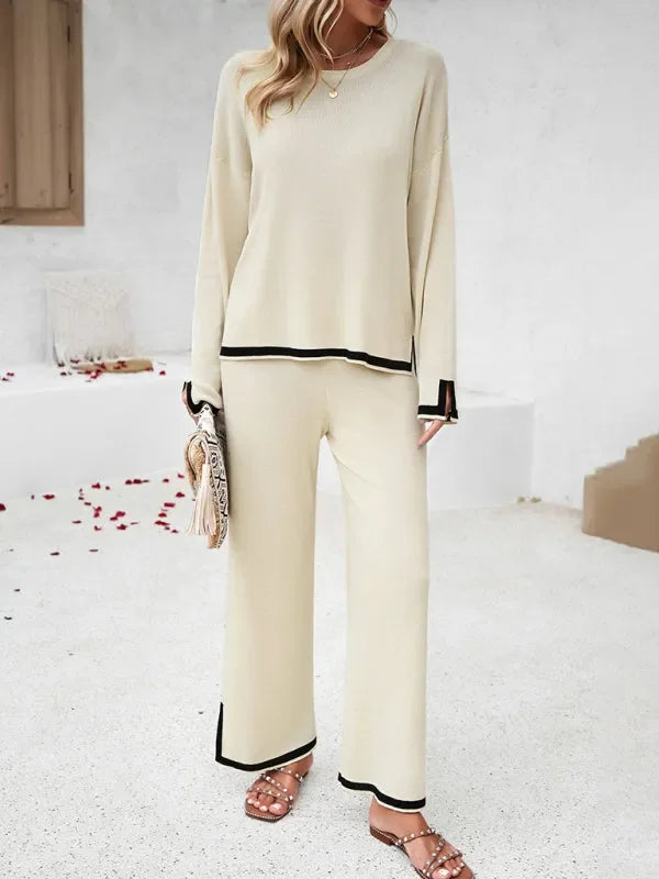 Casual Women Knit Relaxed Two-Piece Set - Casual Knit Two-Piece Set - LeStyleParfait