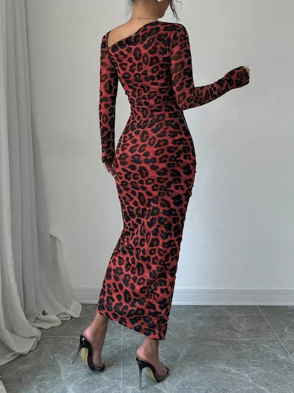 Chic Animal Print Bodycon Midi Dress