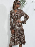Chic Animal Print Chiffon Midi Dress