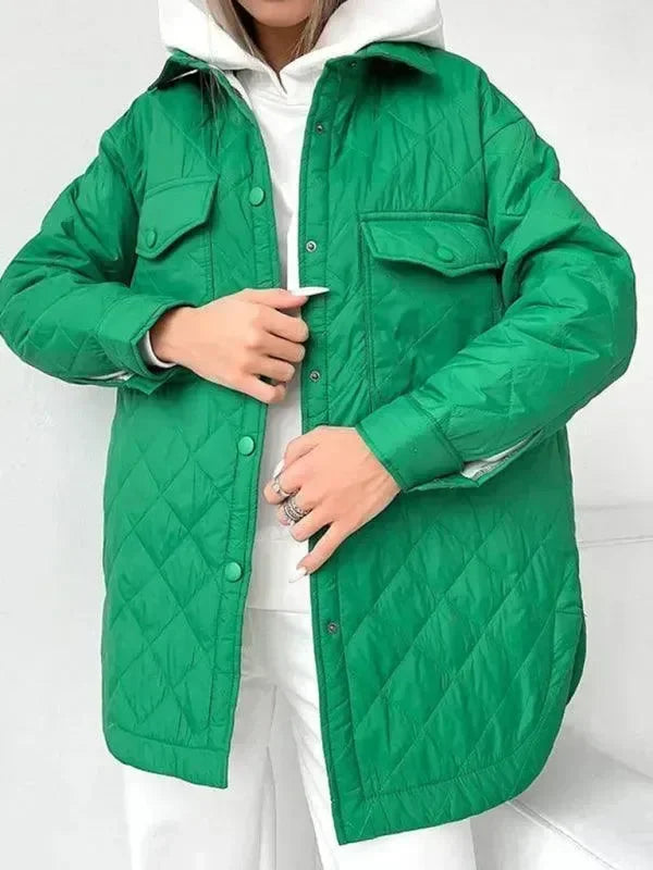 Chic Loose Women’s Quilted Shirt Jacket-Jacket-LeStyleParfait