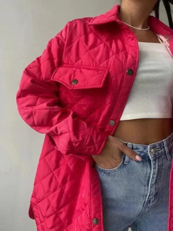 Chic Loose Women’s Quilted Shirt Jacket-Jacket-LeStyleParfait