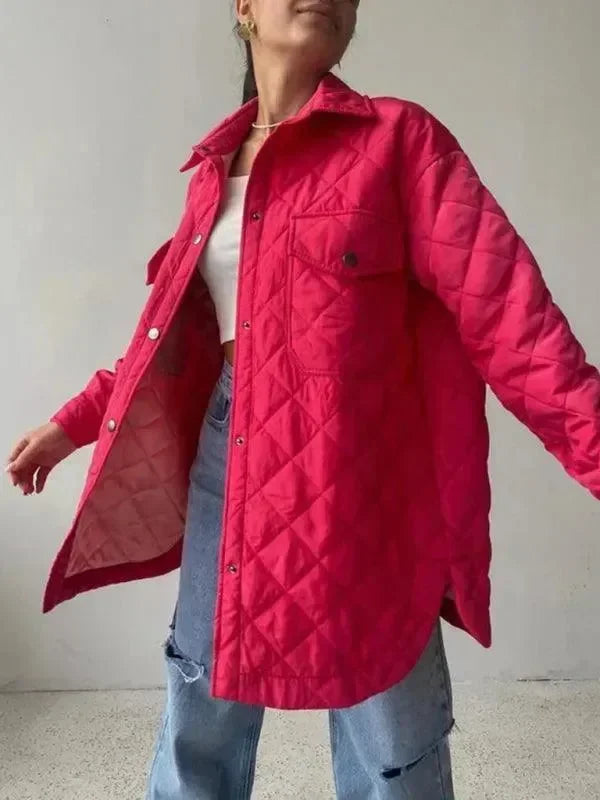 Chic Loose Women’s Quilted Shirt Jacket-Jacket-LeStyleParfait