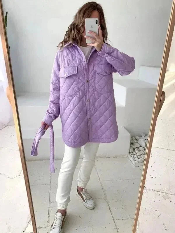 Chic Loose Women’s Quilted Shirt Jacket-Jacket-LeStyleParfait