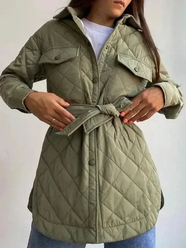 Chic Loose Women’s Quilted Shirt Jacket-Jacket-LeStyleParfait