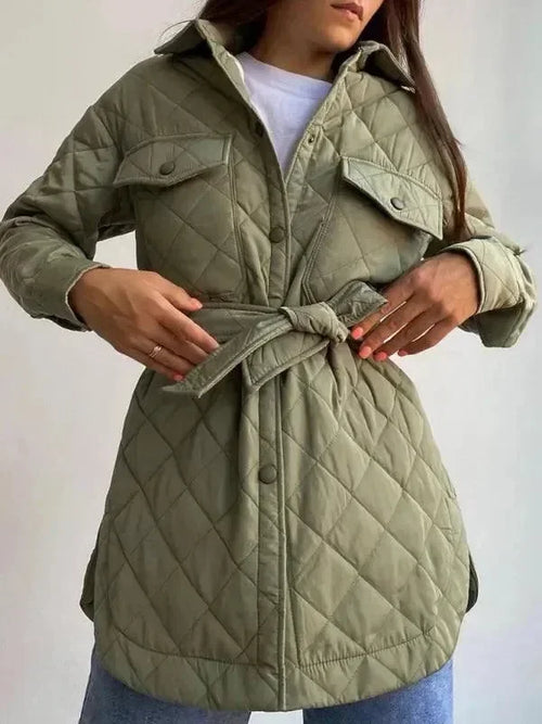 Chic Loose Women’s Quilted Shirt Jacket-Jacket-LeStyleParfait
