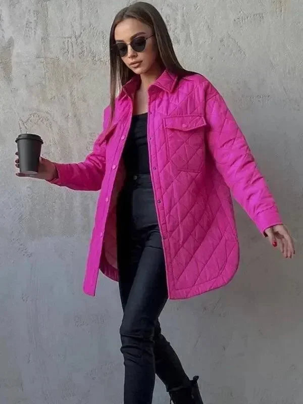 Chic Loose Women’s Quilted Shirt Jacket-Jacket-LeStyleParfait