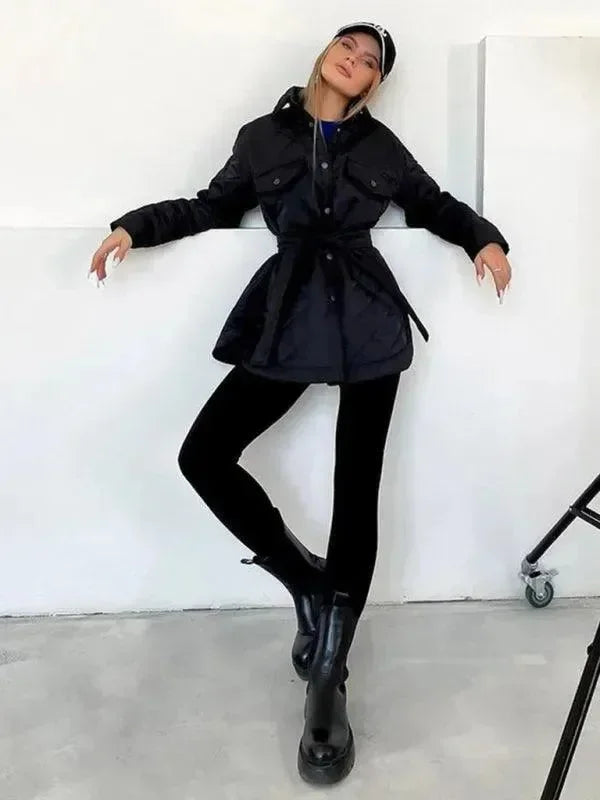 Chic Loose Women’s Quilted Shirt Jacket-Jacket-LeStyleParfait