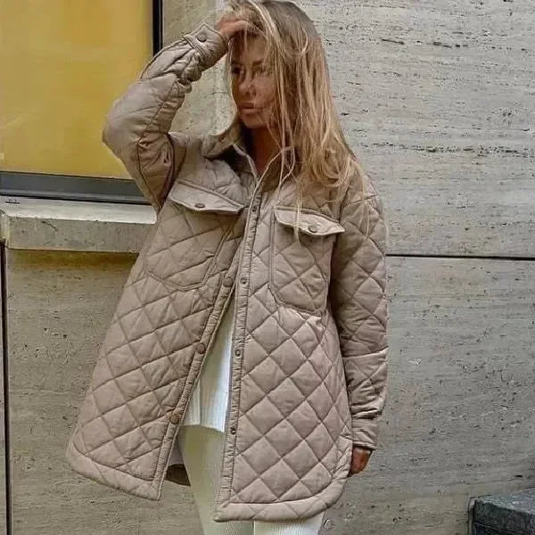 Chic Loose Women’s Quilted Shirt Jacket-Jacket-LeStyleParfait