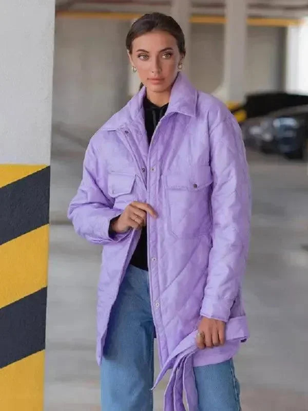 Chic Loose Women’s Quilted Shirt Jacket-Jacket-LeStyleParfait