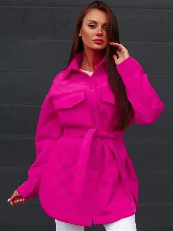 Chic Loose Women’s Quilted Shirt Jacket-Jacket-LeStyleParfait