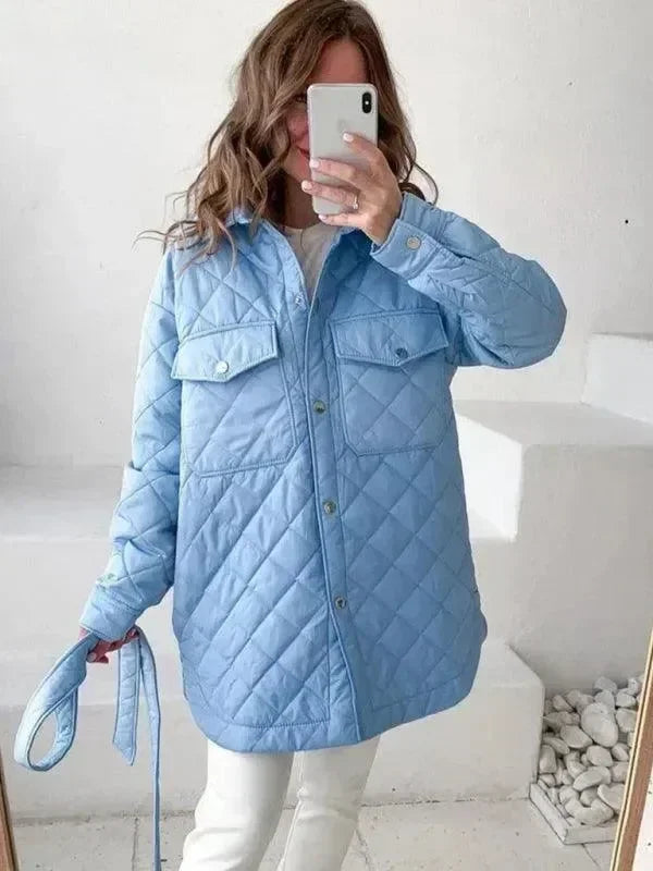 Chic Loose Women’s Quilted Shirt Jacket-Jacket-LeStyleParfait