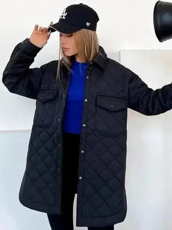 Chic Loose Women’s Quilted Shirt Jacket-Jacket-LeStyleParfait