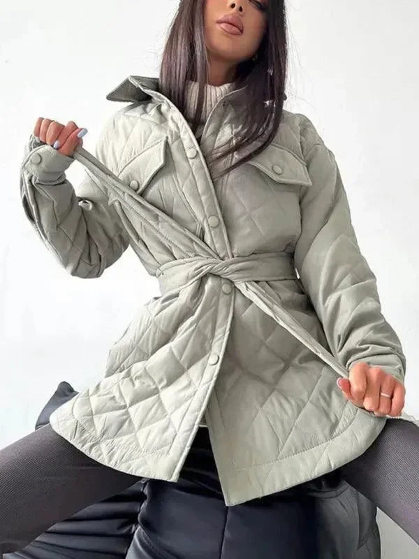 Chic Loose Women’s Quilted Shirt Jacket-Jacket-LeStyleParfait