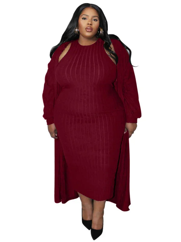 Chic Textured Knit Midi Dress