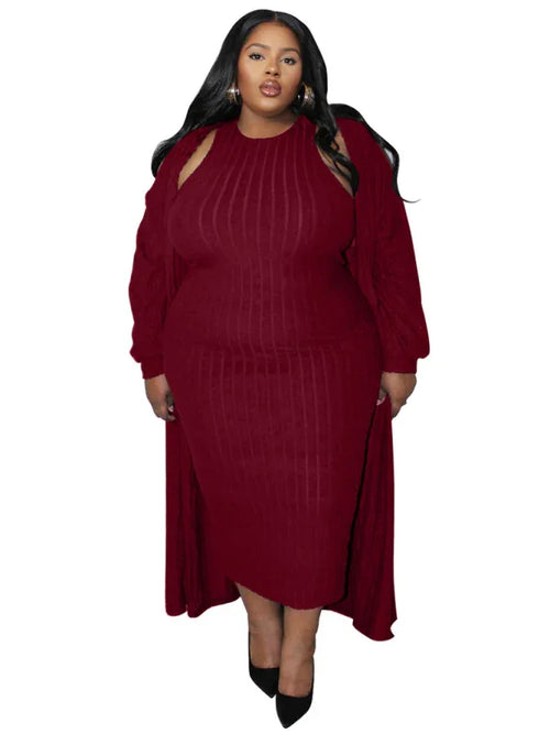 Chic Textured Knit Midi Dress
