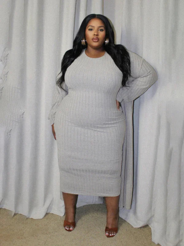 Chic Textured Knit Midi Dress