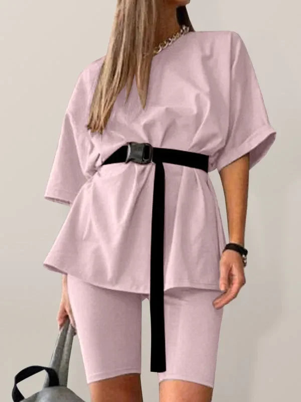 Chic Women Casual Knit Two-Piece Shorts Set