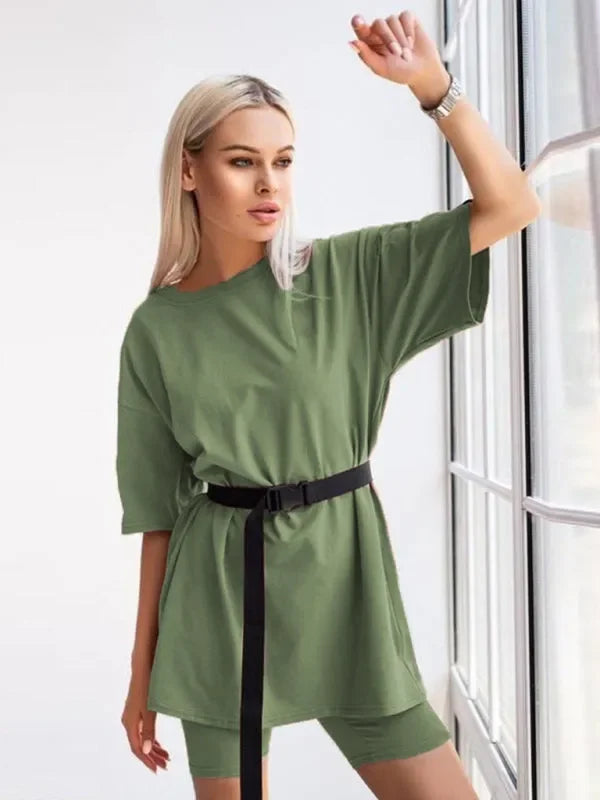 Chic Women Casual Knit Two-Piece Shorts Set