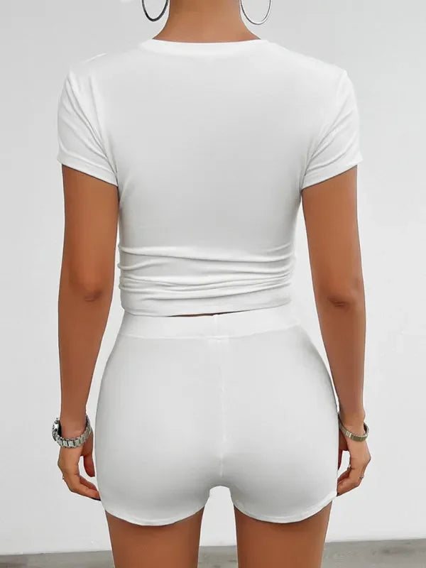 Chic Women Casual Slim Jersey Shorts Set - Casual Shorts Set - LeStyleParfait