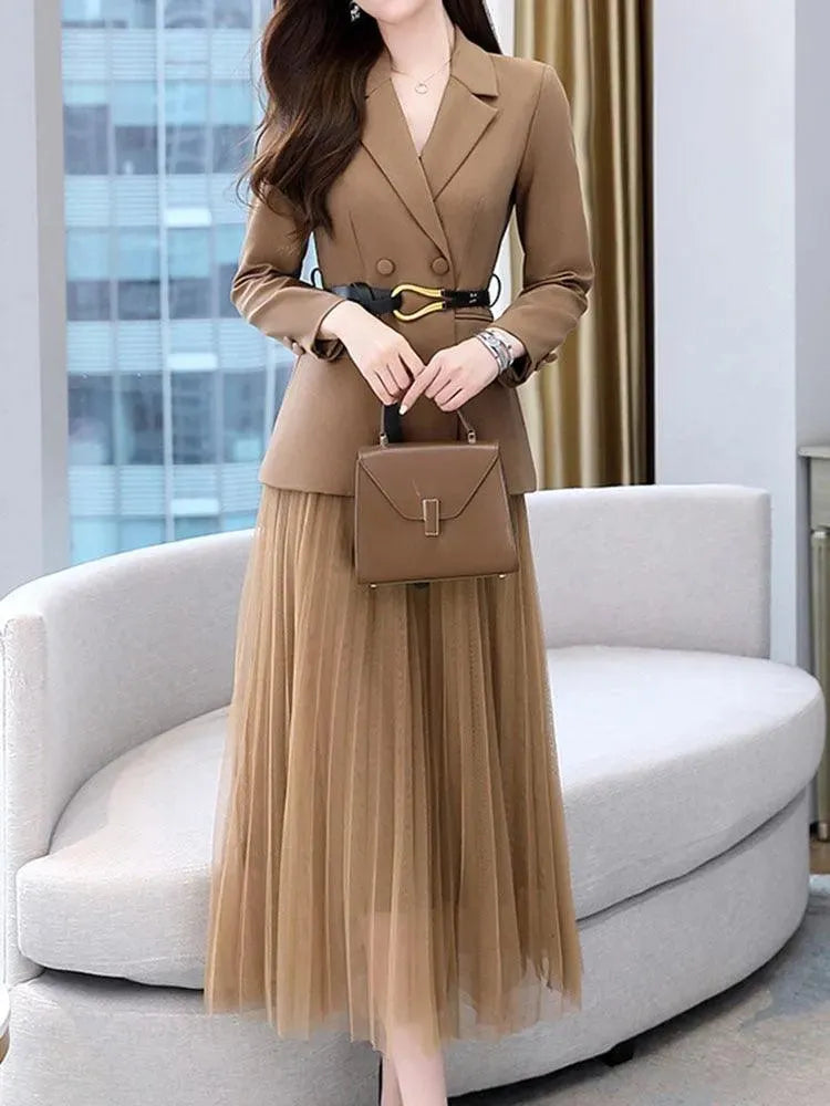 Belted Outfit Skirt Suit Set - Skirt Suit - LeStyleParfait