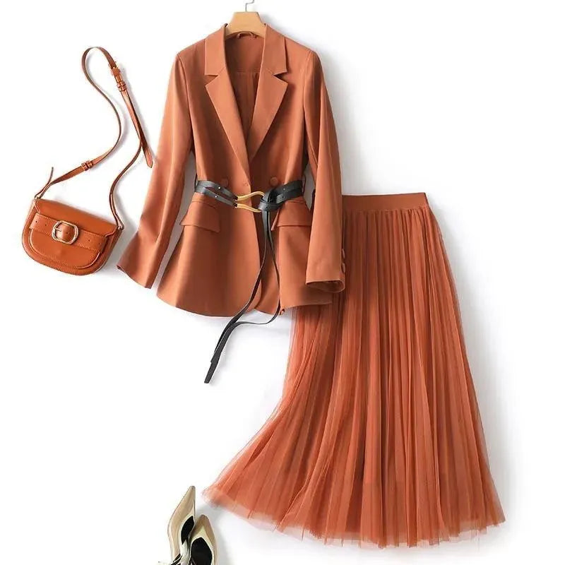 Belted Outfit Skirt Suit Set - Skirt Suit - LeStyleParfait