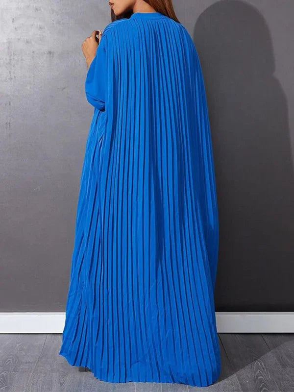Classic Pleated Shirt Maxi Dress-Maxi Dress-LeStyleParfait