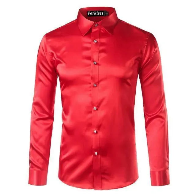 Classic Satin Silk Shirt For Men-Men Shirts-LeStyleParfait