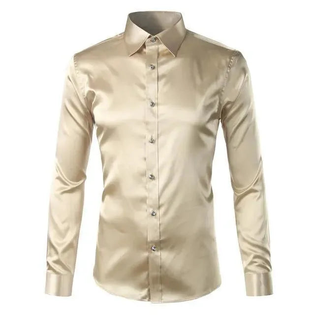 Classic Satin Silk Shirt For Men-Men Shirts-LeStyleParfait