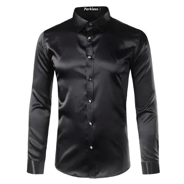 Classic Satin Silk Shirt For Men-Men Shirts-LeStyleParfait