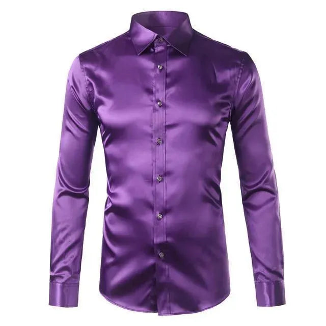 Classic Satin Silk Shirt For Men-Men Shirts-LeStyleParfait