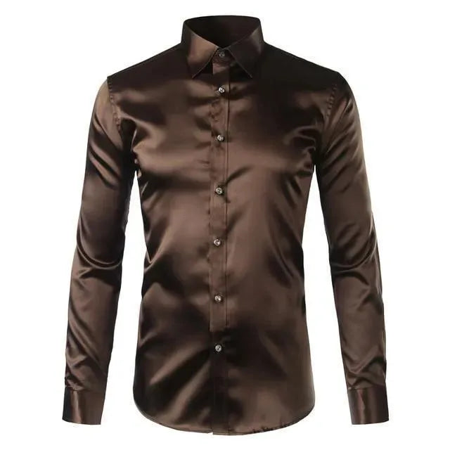 Classic Satin Silk Shirt For Men-Men Shirts-LeStyleParfait