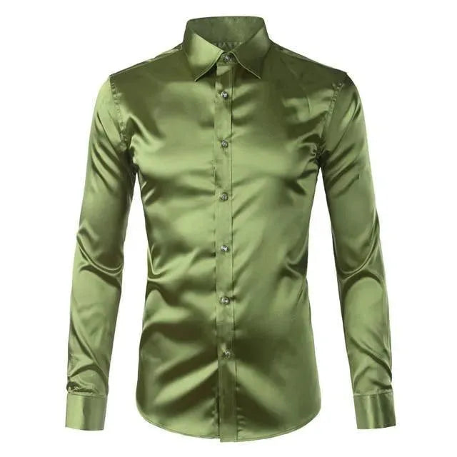 Classic Satin Silk Shirt For Men-Men Shirts-LeStyleParfait
