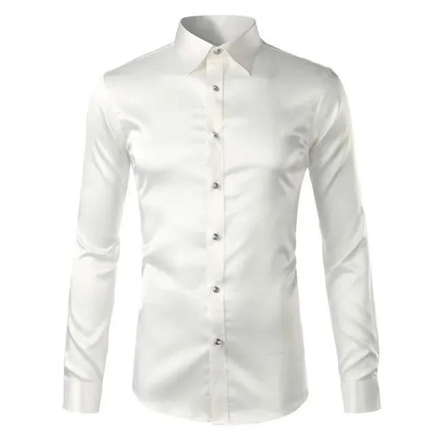 Classic Satin Silk Shirt For Men-Men Shirts-LeStyleParfait