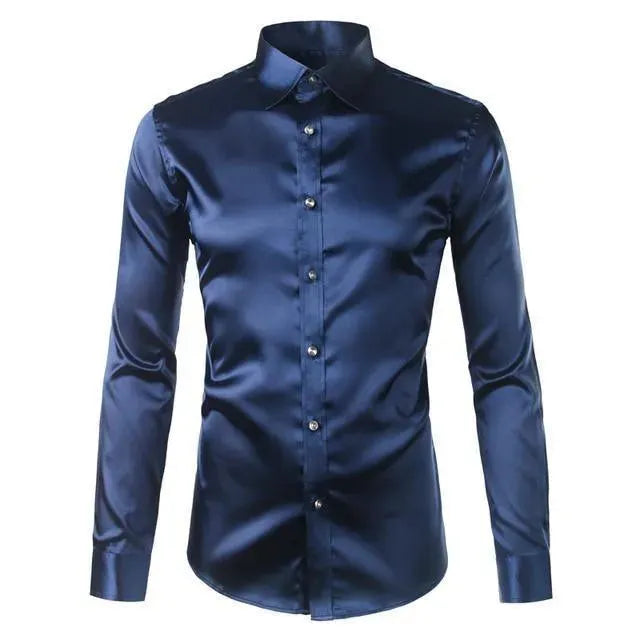Classic Satin Silk Shirt For Men-Men Shirts-LeStyleParfait