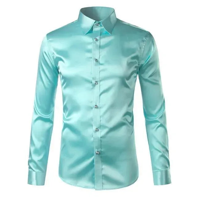 Classic Satin Silk Shirt For Men-Men Shirts-LeStyleParfait